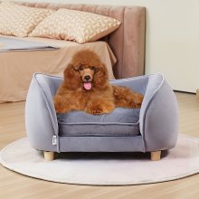 Canapea VEVOR pentru animale de companie, canapea pentru câini de talie mică și pisici, canapea pat moale catifelată pentru câini, canapea pentru pisici cu încărcare de 66 lbs, gri închis