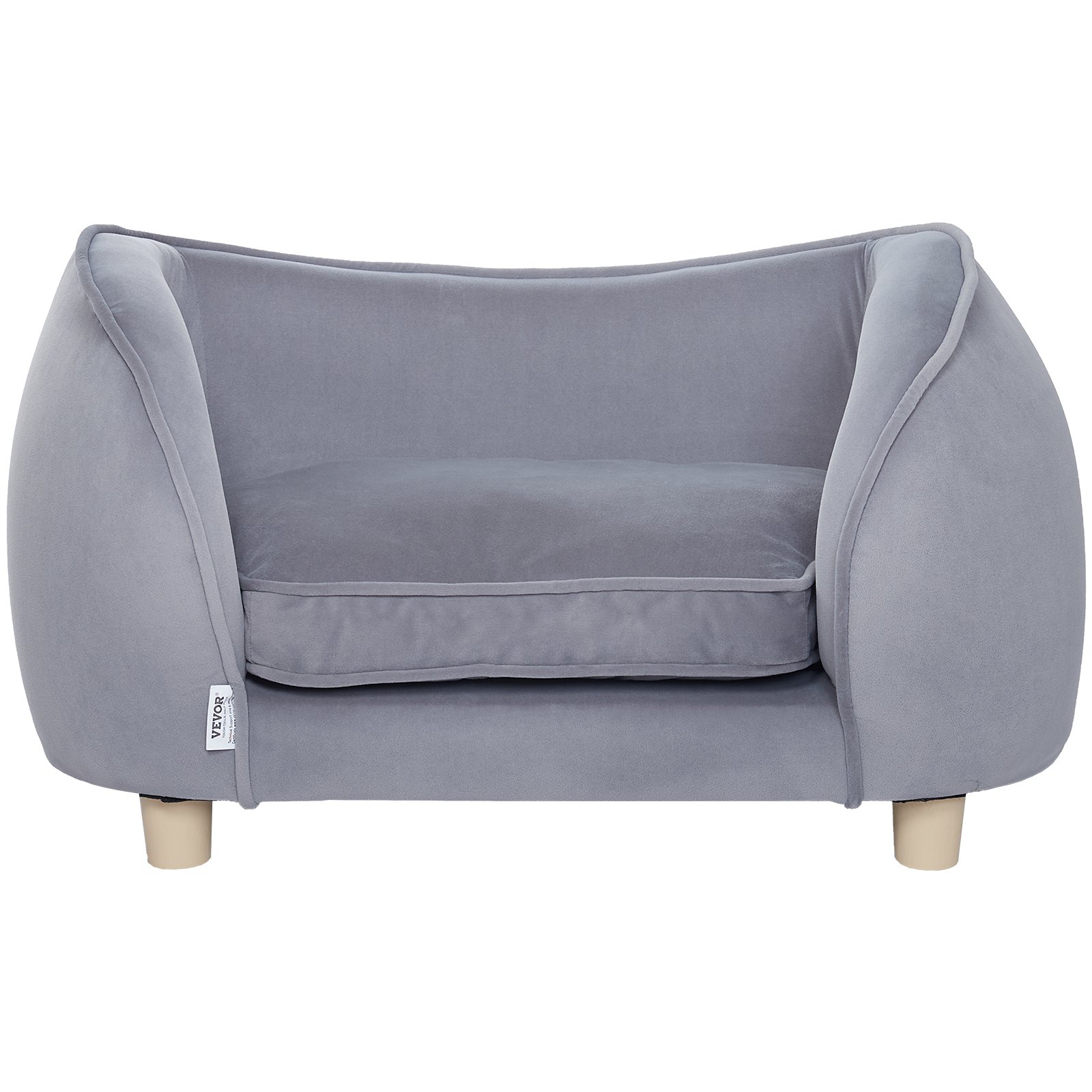 VEVOR Pet Sofa, Dog Couch for Small Dogs and Cats, Soft Velvety Dog Sofa Bed, 66 lbs Loading Cat Sofa, Dark Grey