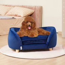 VEVOR Pet Sofa, Dog Couch for Medium-Sized Dogs and Cats, Soft Velvety Dog Sofa Bed, 37kg Loading Cat Sofa, Dark Blue