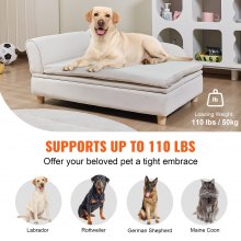 VEVOR Pet Sofa, Hundesofa til store hunde og katte, Blød Fløjlsagtig Hundesofa, 110 lbs Loading Cat Sofa, hvid