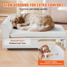 VEVOR Pet Sofa, Dog Couch for Large-Sized Dogs and Cats, Soft Velvety Dog Sofa Bed, 110 lbs Loading Cat Sofa, White