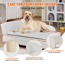 VEVOR Pet-soffa, hundsoffa för stora hundar och katter, mjuk sammetslen hundsoffa, 110 lbs Laddar kattsoffa, vit