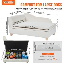 Canapé pour animaux de compagnie VEVOR, canapé pour chiens et chats de grande taille, canapé-lit doux et velouté pour chien, canapé pour chat pouvant supporter 110 lb, blanc