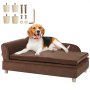 VEVOR Pet Sofa, Dog Couch for Large-Sized Dogs and Cats, Soft Velvety Dog Sofa Bed, 110 lbs Loading Cat Sofa, Dark Brown