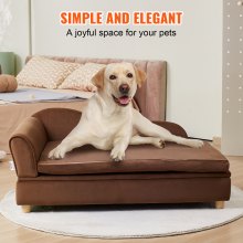 VEVOR Pet-soffa, hundsoffa för stora hundar och katter, mjuk sammetslen hundsoffa, 110 lbs lastande kattsoffa, mörkbrun