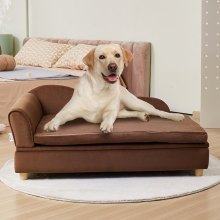 VEVOR Pet Sofa, Dog Couch for Large-Sized Dogs and Cats, 36 x23x16 inch Soft Velvety Dog Sofa Bed, 50 kg Loading Cat Sofa, Dark Brown