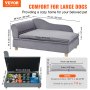 VEVOR Pet Sofa, Dog Couch for Large-Sized Dogs and Cats, Soft Velvety Dog Sofa Bed, 110 lbs Loading Cat Sofa, Grey