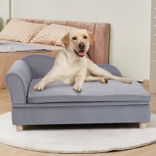 VEVOR Pet Sofa, Dog Couch for Large-Sized Dogs and Cats, 36x23x16 inch Soft Velvety Dog Sofa Bed, 50 kg Loading Cat Sofa, Grey