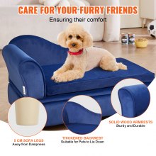 VEVOR kisállat kanapé, Kutya kanapé közepes méretű kutyáknak és macskáknak, puha bársonyos kutyakanapé, 81 lbs Cica kanapé, kék