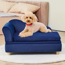 VEVOR Pet Sofa, Dog Couch for Medium-Sized Dogs and Cats, 30x18x16 inch Soft Velvety Dog Sofa Bed, 37kg Loading Cat Sofa, Blue