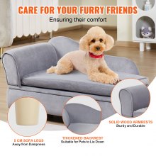 Canapé pour animaux de compagnie VEVOR, canapé pour chiens et chats de taille moyenne, canapé-lit doux et velouté pour chien, canapé pour chat pouvant supporter 81 lb, gris