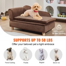 VEVOR Pet Sofa, Dog Couch for Medium-Sized Dogs and Cats, Soft Velvety Dog Sofa Bed, 81 lbs Loading Cat Sofa, Dark Brown