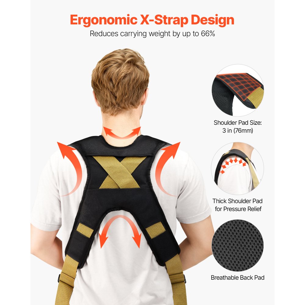 VEVOR Moving Straps, Supports up to 1000 lbs, 2-Person Lifting and Moving System with 2 Harness Straps & 2 Load-bearing Straps, Adjustable Lifting Straps for Moving Furniture Appliances Mattresses