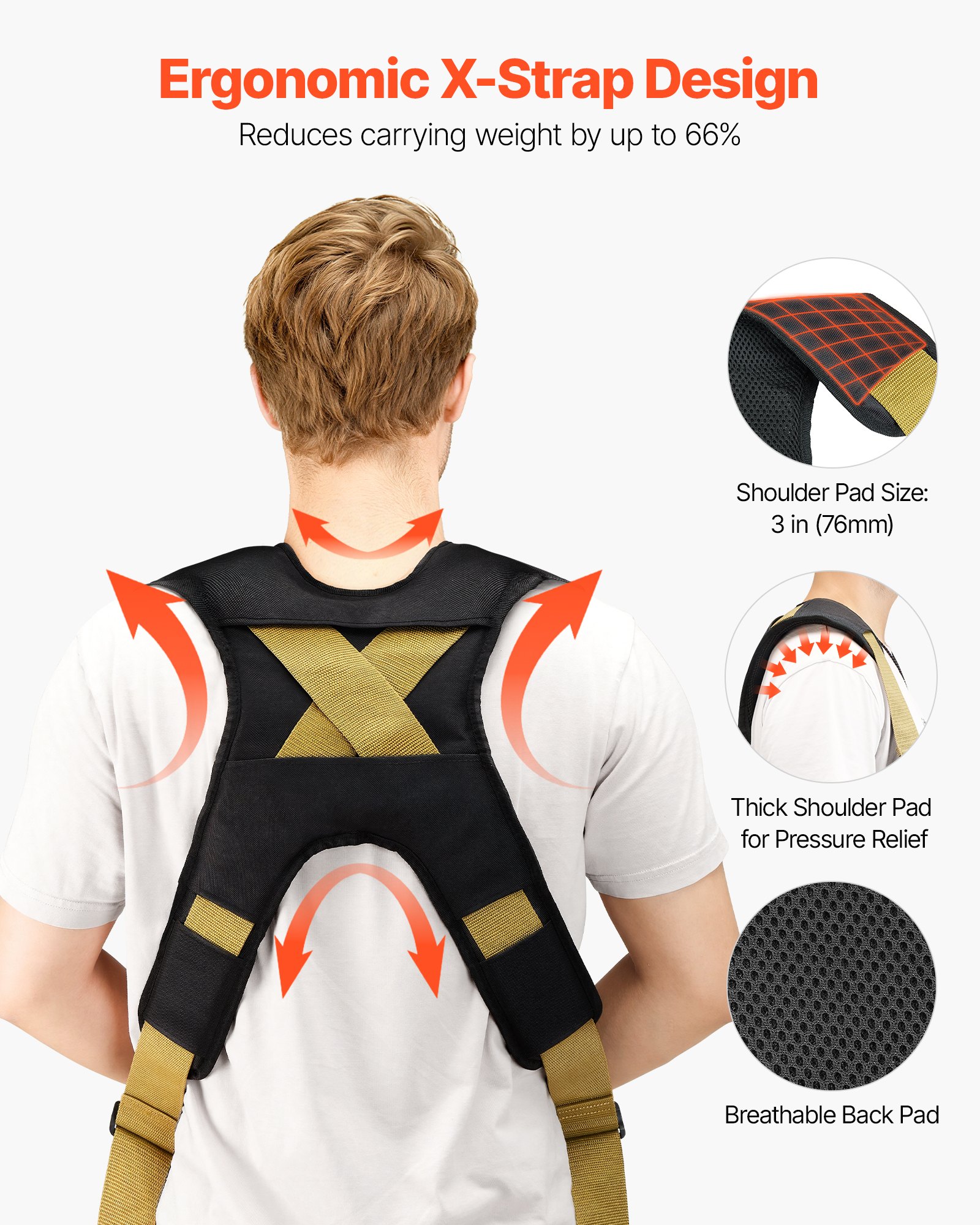 VEVOR Moving Straps, Supports up to 453.6 kg, 2-Person Lifting and Moving System with 2 Harness Straps & 2 Load-bearing Straps, Adjustable Lifting Straps for Moving Furniture Appliances Mattresses