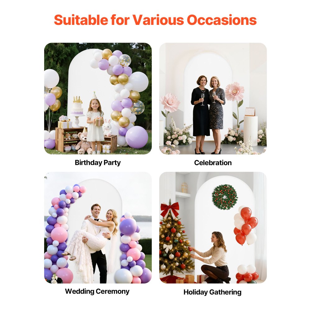 VEVOR Arch Backdrop Stand, 2.2 x 1.2 m, Stable Structure, Easy Assembly, 1 Set Gold Metal Arch Backdrop Stand with Cover for Wedding, Birthday Party, Holiday Celebration, and Ceremony Decoration