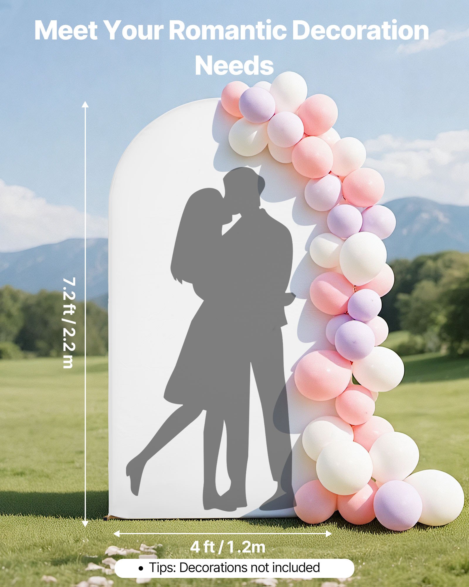 VEVOR Arch Backdrop Stand, 2.2 x 1.2 m, Stable Structure, Easy Assembly, 1 Set Gold Metal Arch Backdrop Stand with Cover for Wedding, Birthday Party, Holiday Celebration, and Ceremony Decoration