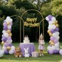 VEVOR Arch Backdrop Stand, Set of 3, 2.2/2/1.8 m , Stable Structure, Easy Assembly, Gold Metal Arch Backdrop Stand for Wedding, Birthday Party, Graduation, Holiday Celebration, and Ceremony Decoration