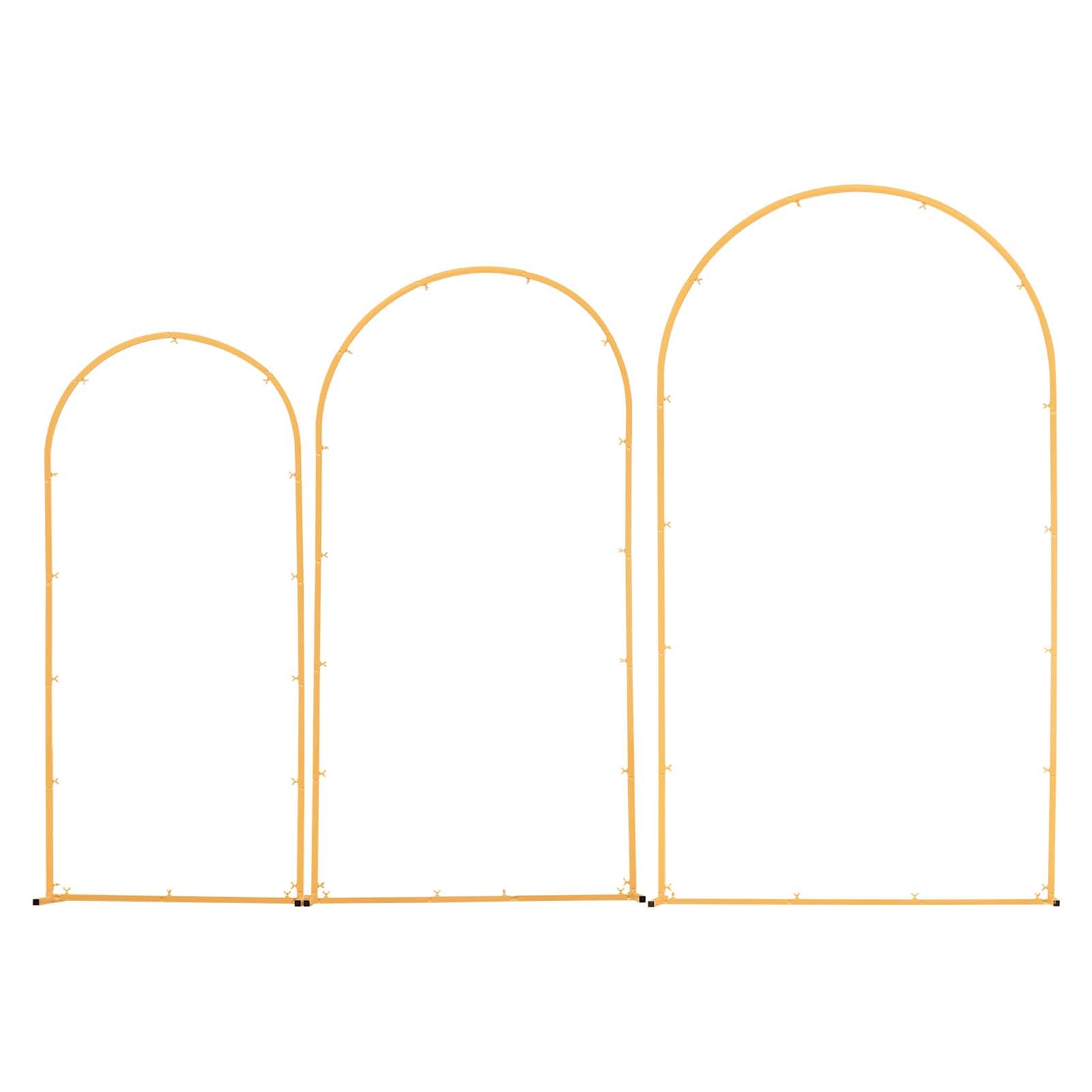 VEVOR Arch Backdrop Stand, Set of 3, 2.2/2/1.8 m , Stable Structure, Easy Assembly, Gold Metal Arch Backdrop Stand for Wedding, Birthday Party, Graduation, Holiday Celebration, and Ceremony Decoration