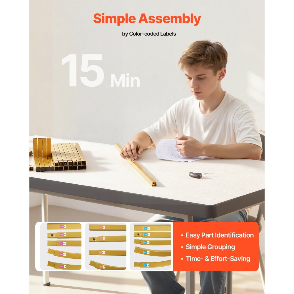 VEVOR Arch Backdrop Stand, Set of 3, 1.8/1.5/1.2 m, Stable Structure, Easy Assembly, Gold Metal Arch Backdrop Stand with Cover, for Wedding, Birthday Party, Celebration, and Ceremony Decoration