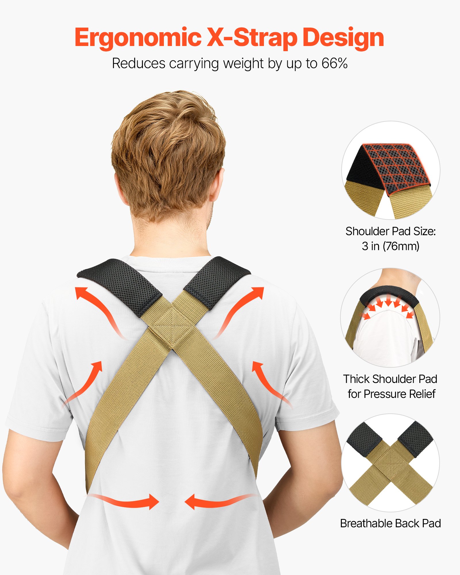 VEVOR Moving Straps, Supports up to 453.6 kg, 2-Person Lifting and Moving System with 2 Harness Straps & 2 Load-bearing Straps, Adjustable Lifting Shoulder Straps Move Furniture Appliances Mattresses