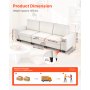 VEVOR 3 Steater Sofa, Modular Sectional Couch with Bottom Storage Space, Modern Comfy Cloud Sofa with Side Storage Pockets and Metal Frame, Ideal for Living Room, Bedroom, Apartment and Office, White