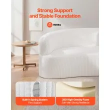 VEVOR Luxury Modern Cloud Plush Sectional Sofa, 112" Curved Modular Couch with 4 Pillows - Oversized Deep Seat Corduroy Fabric for Living Room, Apartment, Office, No Assembly Needed, White