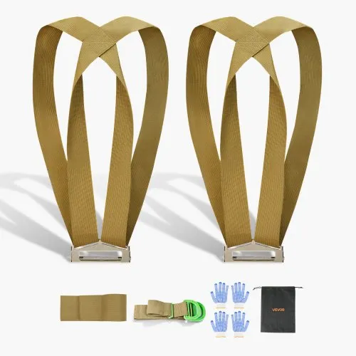VEVOR Moving Straps, 2-Person Lifting and Moving System with 2 Harness Straps, 1 Load-bearing Strap & 1 Handheld Strap, Adjustable Lifting Shoulder Straps Move Furniture Appliances Mattresses