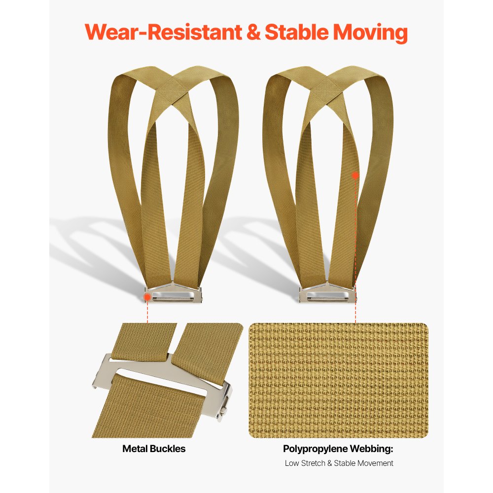 VEVOR Moving Straps, 2-Person Lifting and Moving System with 2 Harness Straps, 1 Load-bearing Strap & 1 Handheld Strap, Adjustable Lifting Shoulder Straps Move Furniture Appliances Mattresses