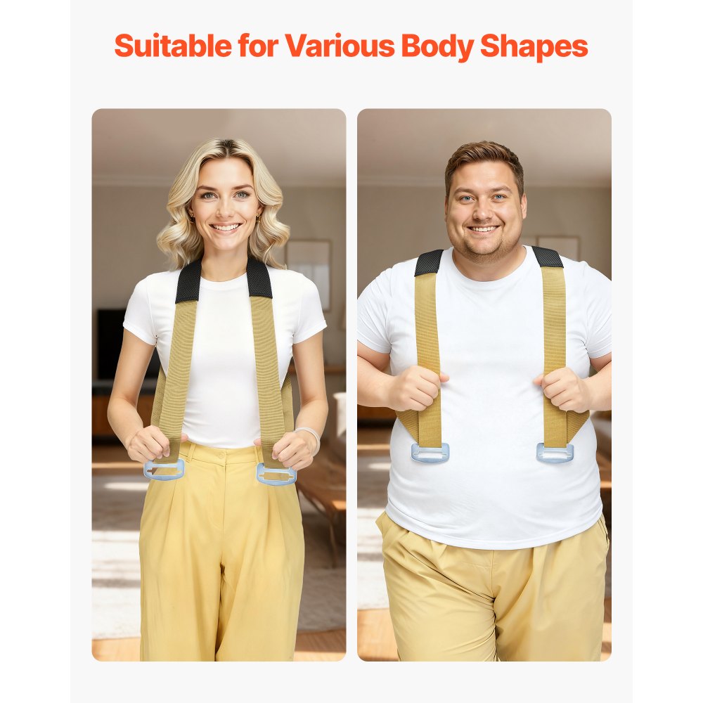 VEVOR Moving Straps, 2-Person Lifting and Moving System with 2 Harness Straps, 2 Load-bearing Straps & 1 Handheld Strap, Adjustable Lifting Shoulder Straps Move Furniture Appliances Mattresses