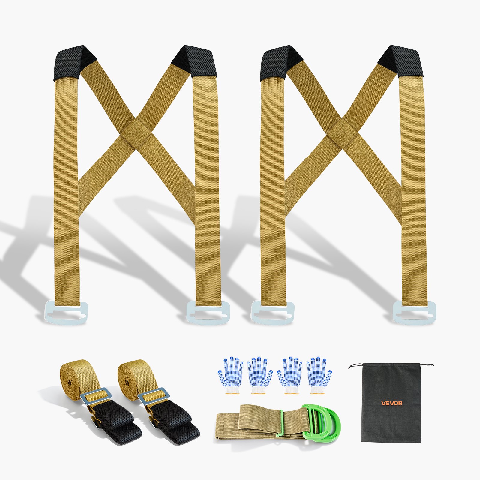 VEVOR Moving Straps, 2-Person Lifting and Moving System with 2 Harness Straps, 2 Load-bearing Straps & 1 Handheld Strap, Adjustable Lifting Shoulder Straps Move Furniture Appliances Mattresses