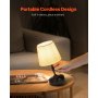 Cordless Table Lamp Rechargeable Battery Small Desk Lamp Fabric Shade Black