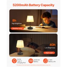 Cordless Table Lamp Rechargeable Battery Small Desk Lamp Fabric Shade Black