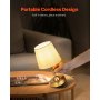 Cordless Table Lamp Rechargeable Battery Small Desk Lamp Fabric Shade Gold