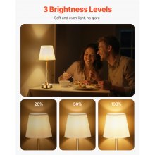 Cordless Table Lamp 5200mAh Rechargeable Battery Desk Lamp Fabric Shade Gold
