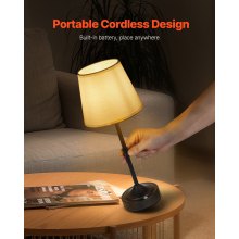 Cordless Table Lamp 5200mAh Rechargeable Battery Desk Lamp Fabric Shade Black