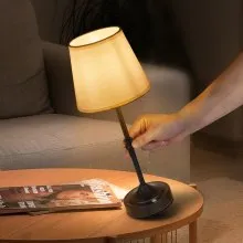 Cordless Table Lamp 5200mAh Rechargeable Battery Desk Lamp Fabric Shade Black