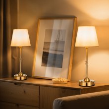 Cordless Table Lamp 2 Pack Rechargeable Battery Desk Lamp Fabric Shade Gold