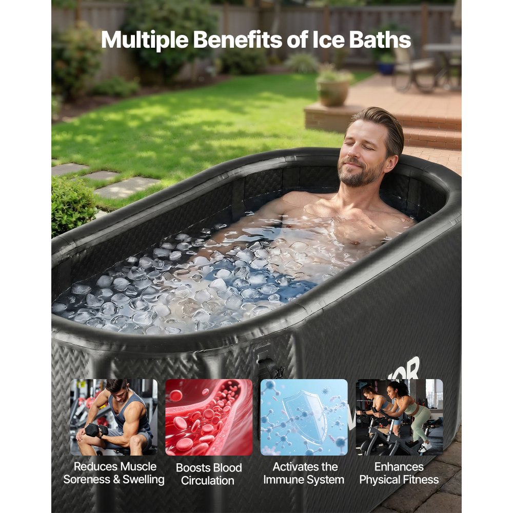 VEVOR Cold Plunge Tub, 216 Gallon, Inflatable Ice Bath Tub Compatible with Water Chillers, Portable Cold Water Bathtub with Insulated Lid, for Athletes Recovery, 59.1" x 31.5" x 29.9" (No Chiller)