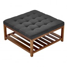 VEVOR Large Square Ottoman Coffee Table 181.4kg Upholstered Tufted Linen Ottoman