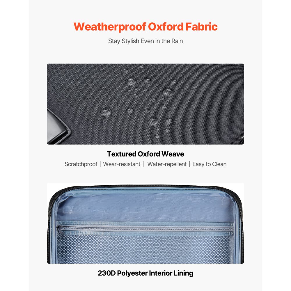 VEVOR Softside Expandable Luggage with Spinner Wheels, 50.8 cm Softside Carry on Luggage, Lightweight Checked Suitcase with Expandable Zippered Pocket and TSA Lock, Black