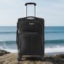 VEVOR Softside Expandable Luggage with Spinner Wheels, 20-Inch Softside Carry on Luggage, Lightweight Checked Suitcase with Expandable Zippered Pocket and TSA Lock, Black