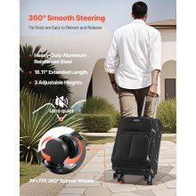 20-Inch Softside Expandable Luggage with Spinner Wheels Carry on Suitcase Black
