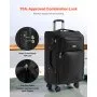 VEVOR Softside Expandable Luggage with Spinner Wheels, 61 cm Softside Checked Medium Luggage, Lightweight Checked Suitcase with Expandable Zippered Pocket and TSA Lock, Black