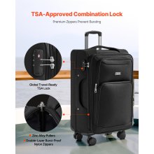 24-Inch Softside Expandable Luggage with Spinner Wheels Checked Suitcase Black