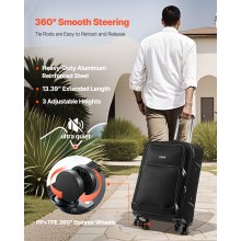 24-Inch Softside Expandable Luggage with Spinner Wheels Checked Suitcase Black