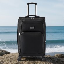 24-Inch Softside Expandable Luggage with Spinner Wheels Checked Suitcase Black