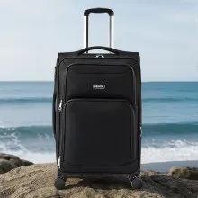 24-Inch Softside Expandable Luggage with Spinner Wheels Checked Suitcase Black