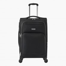 24-Inch Softside Expandable Luggage with Spinner Wheels Checked Suitcase Black