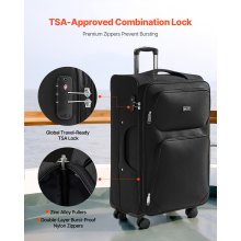 28-Inch Softside Expandable Luggage with Spinner Wheels Checked Suitcase Black