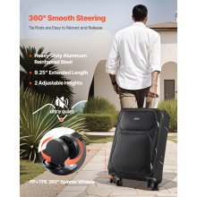 28-Inch Softside Expandable Luggage with Spinner Wheels Checked Suitcase Black